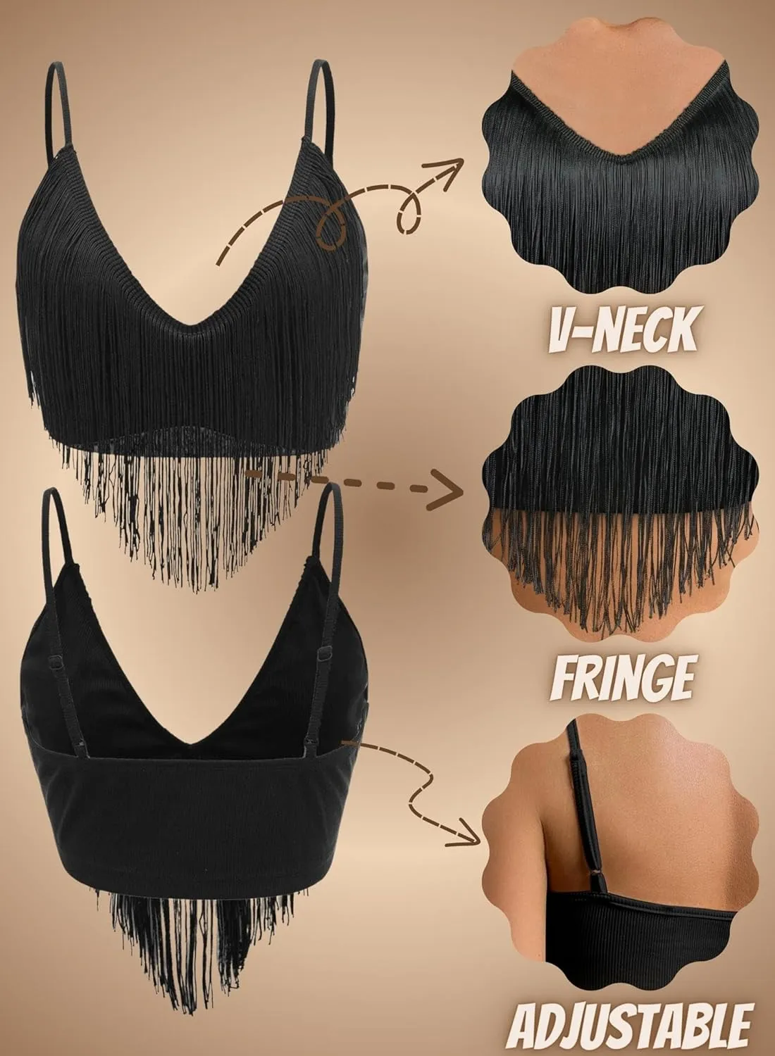 Womens Fringe Western Cowgirl Crop Top - Country Concert Outfit Tassel Hem Tank Nashville Festival Rodeo Shirt