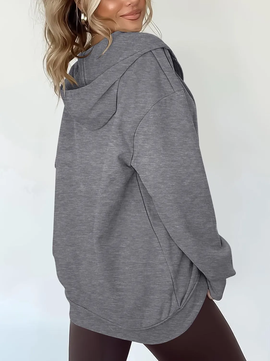 Women's Oversized Lightweight Hoodies for Women Full Zip Up Long Sleeve Drawstring Jackets