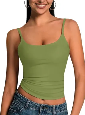 Women's Scoop Neck Tank Top Adjustable Spaghetti Strap Camisole Sleeveless Going Out y2k Tops Slim Fit Cami Tank
