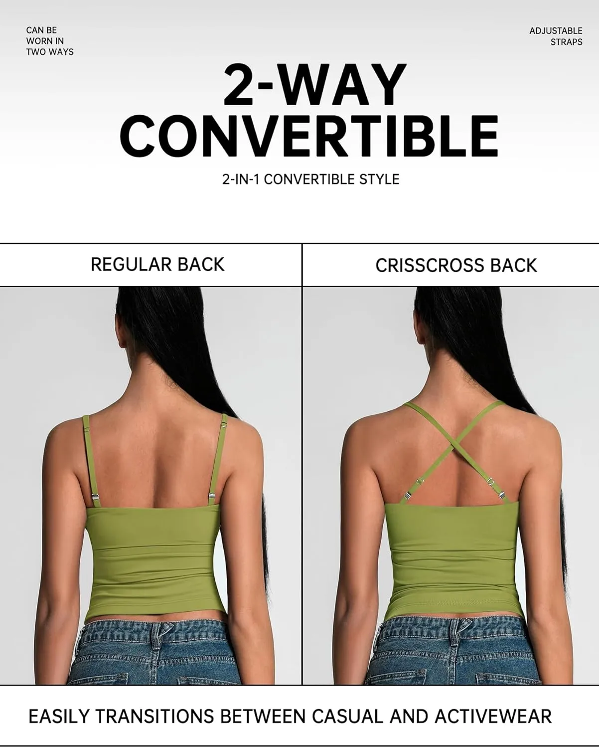 Women's Scoop Neck Tank Top Adjustable Spaghetti Strap Camisole Sleeveless Going Out y2k Tops Slim Fit Cami Tank