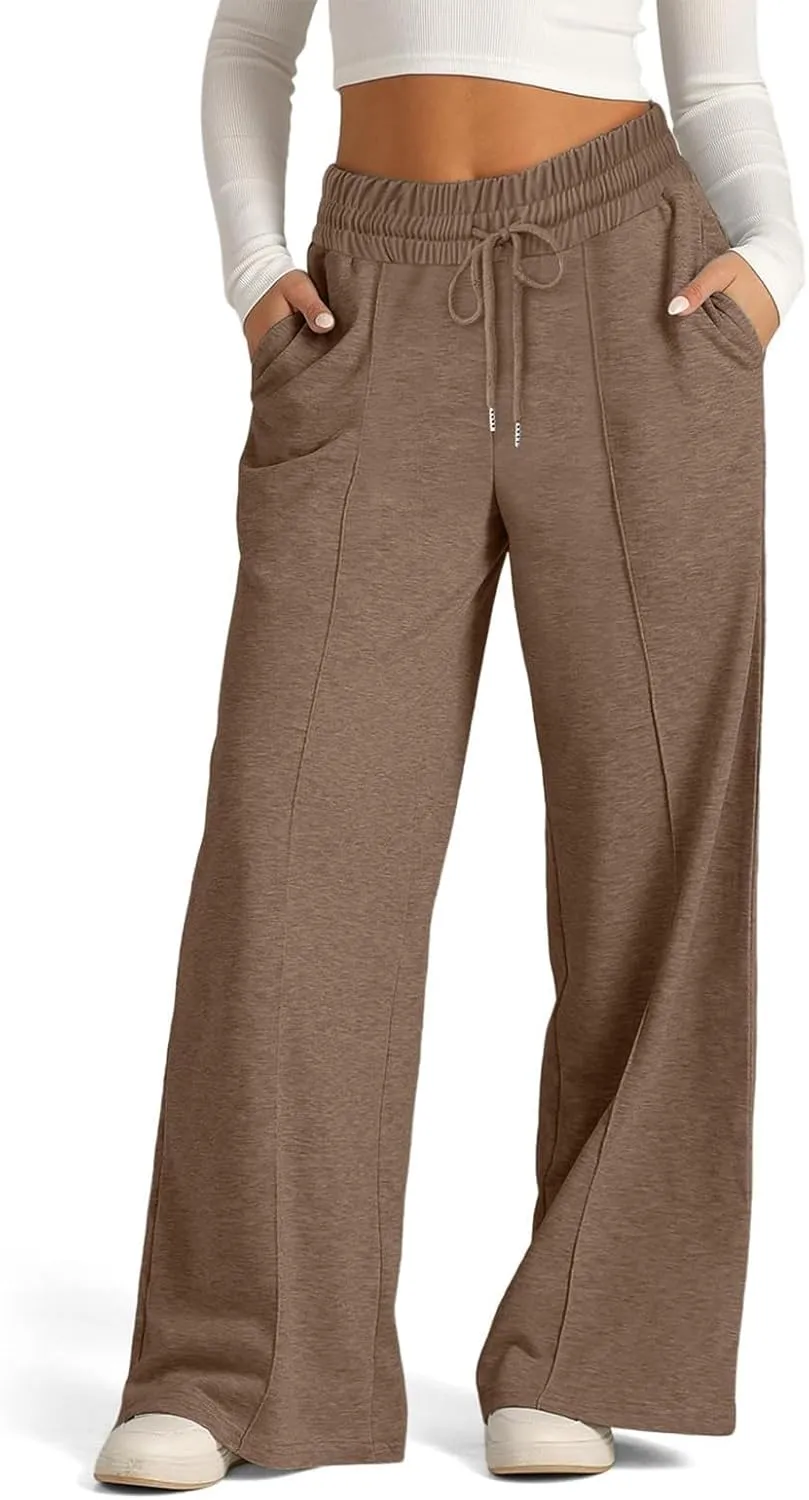 Women's Wide-Legged High-Waisted Yoga Sweatpants with Dressy Casual Loose Fit Fashion
