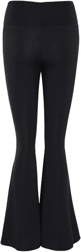 Womens Zipper Crotch Elastic Long Flared Pants Yoga Sportwear Bell-Bottomed Trousers
